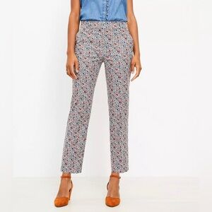 LOFT The Riviera Slim Floral Pants Women’s Cotton Blend Stretch Ankle Pant Sz 10